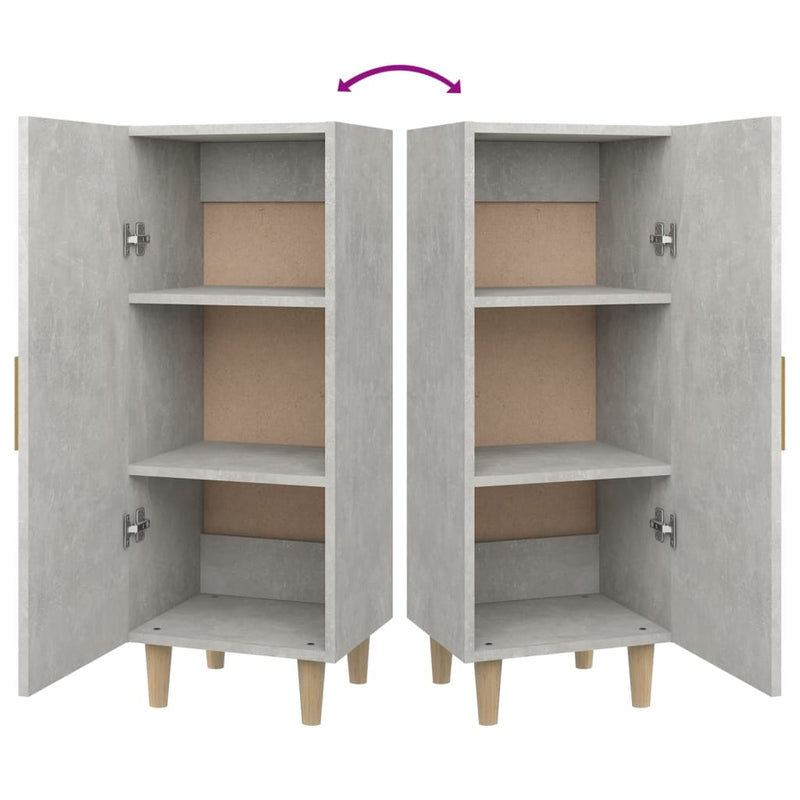 vidaXL betonszürke szerelt fa tálalószekrény 34,5 x 34 x 90 cm