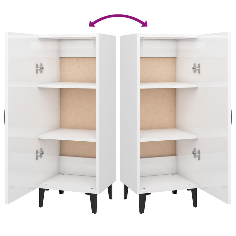 vidaXL magasfényű fehér szerelt fa tálalószekrény 34,5 x 34 x 90 cm