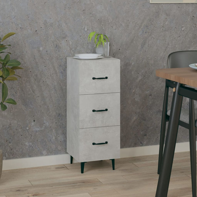 vidaXL betonszürke szerelt fa tálalószekrény 34,5 x 34 x 90 cm