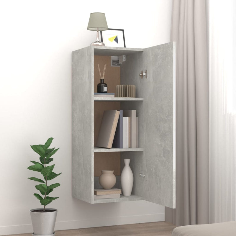 vidaXL betonszürke szerelt fa faliszekrény 34,5 x 34 x 90 cm