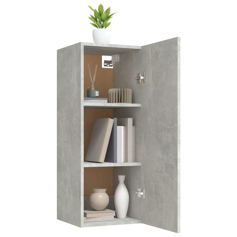 vidaXL betonszürke szerelt fa faliszekrény 34,5 x 34 x 90 cm