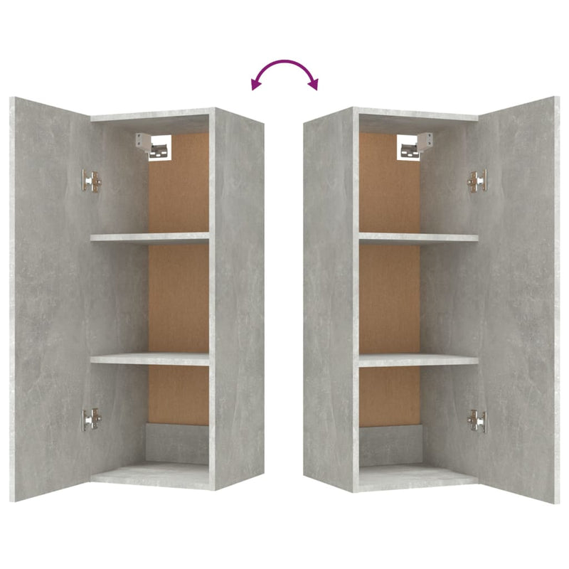 vidaXL betonszürke szerelt fa faliszekrény 34,5 x 34 x 90 cm