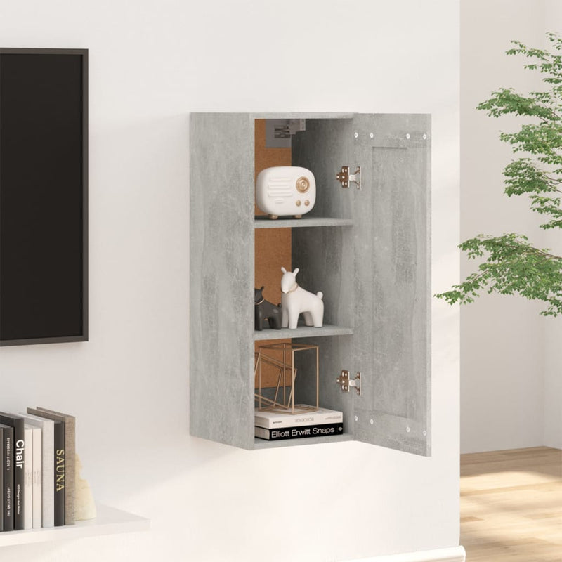 vidaXL betonszürke szerelt fa faliszekrény 35 x 34 x 90 cm