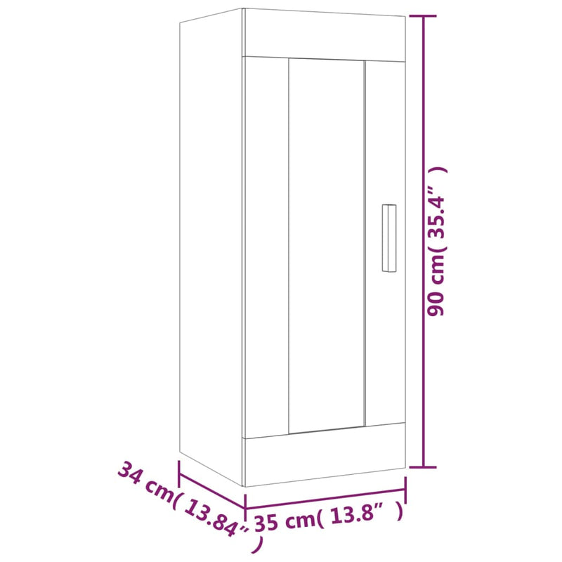 vidaXL betonszürke szerelt fa faliszekrény 35 x 34 x 90 cm