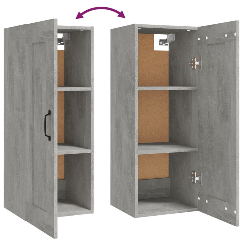 vidaXL betonszürke szerelt fa függőszekrény 35 x 34 x 90 cm