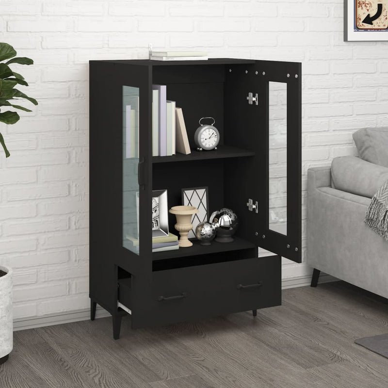 vidaXL fekete szerelt fa magasszekrény 70 x 31 x 115 cm