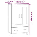 vidaXL fekete szerelt fa magasszekrény 70 x 31 x 115 cm