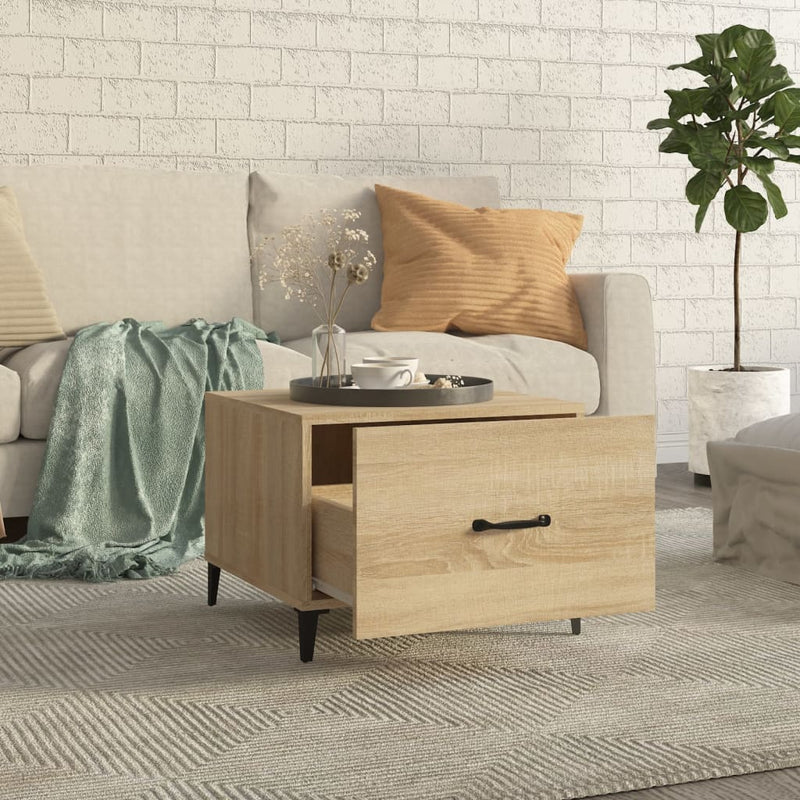 vidaXL sonoma tölgy színű dohányzóasztal fémlábakkal 50 x 50 x 40 cm