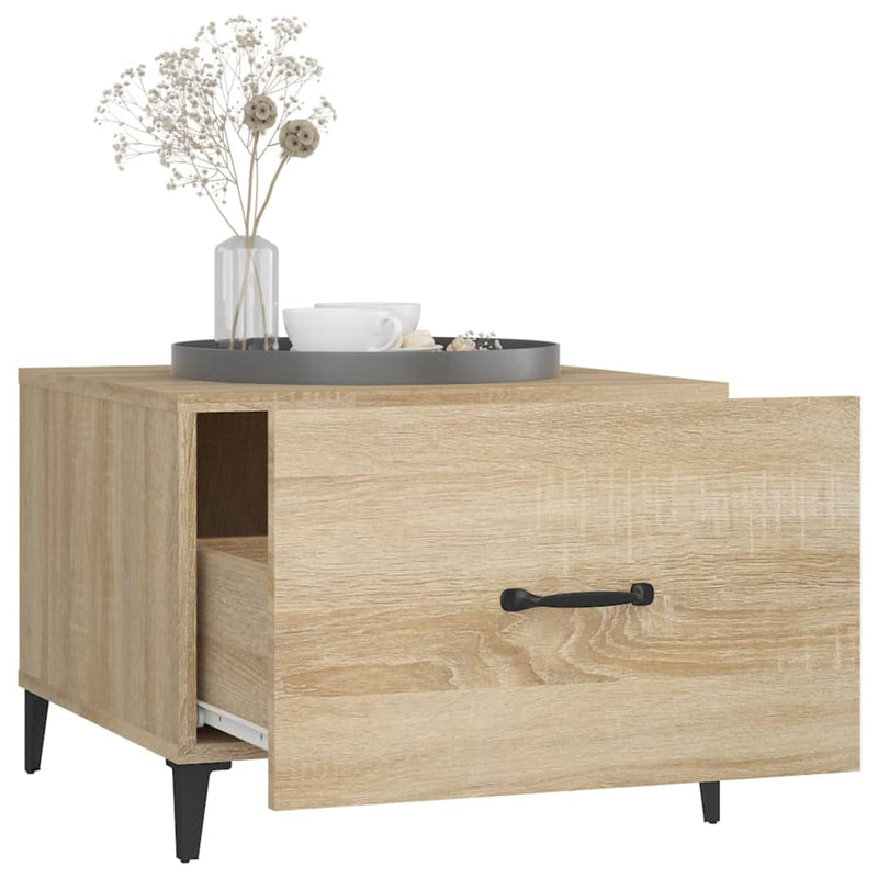 vidaXL sonoma tölgy színű dohányzóasztal fémlábakkal 50 x 50 x 40 cm