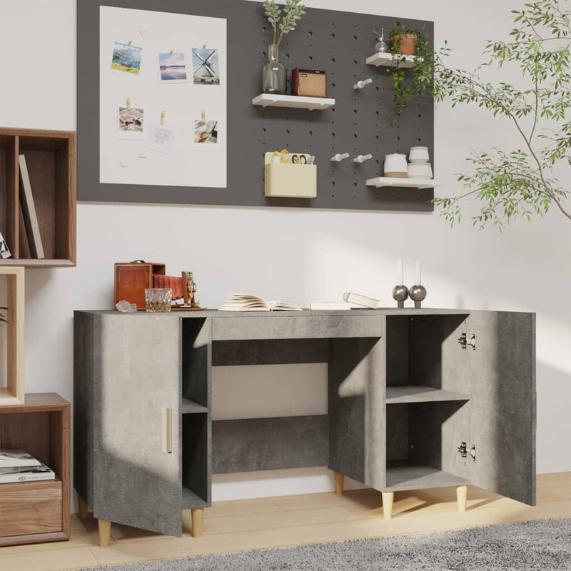 vidaXL betonszürke szerelt fa íróasztal 140 x 50 x 75 cm