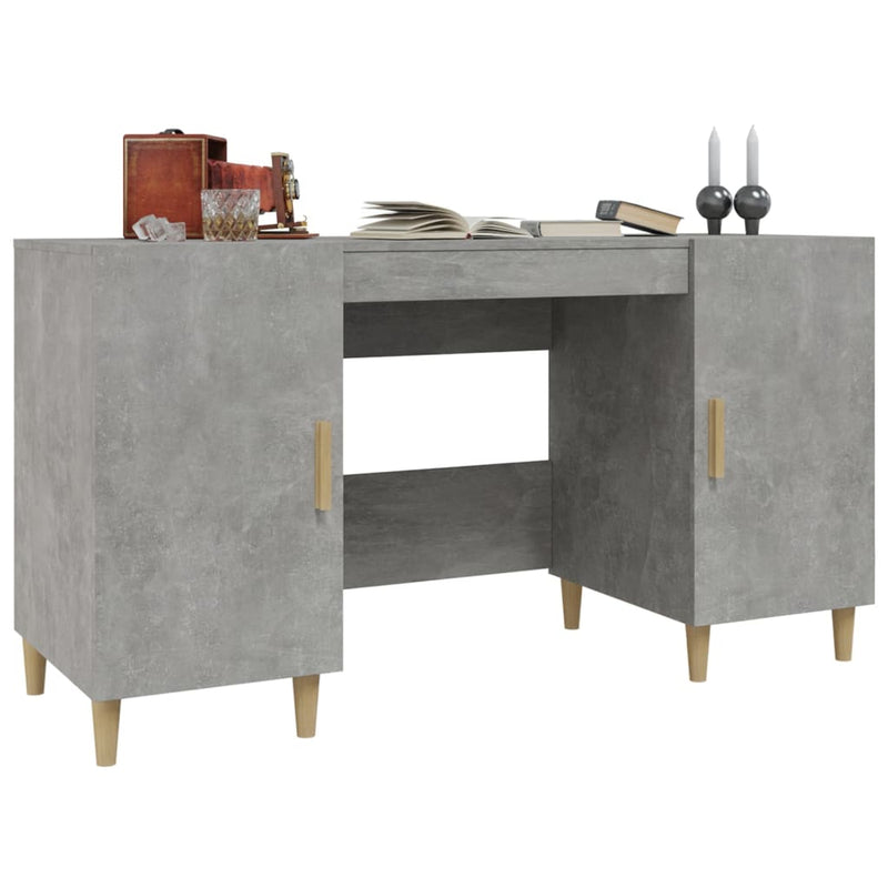 vidaXL betonszürke szerelt fa íróasztal 140 x 50 x 75 cm