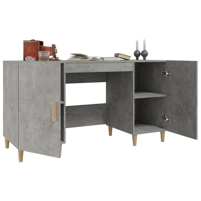 vidaXL betonszürke szerelt fa íróasztal 140 x 50 x 75 cm