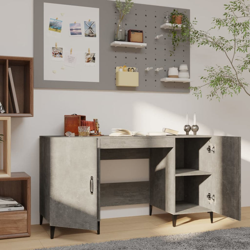vidaXL betonszürke szerelt fa íróasztal 140 x 50 x 75 cm