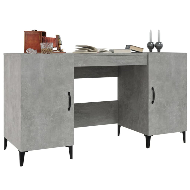 vidaXL betonszürke szerelt fa íróasztal 140 x 50 x 75 cm