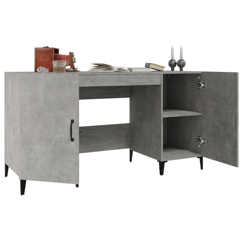 vidaXL betonszürke szerelt fa íróasztal 140 x 50 x 75 cm