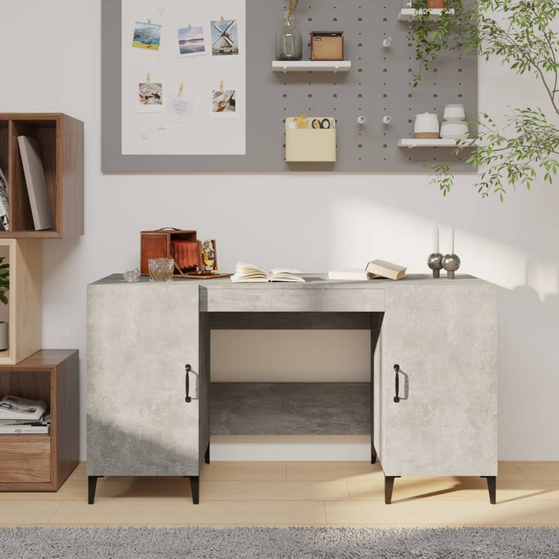 vidaXL betonszürke szerelt fa íróasztal 140 x 50 x 75 cm