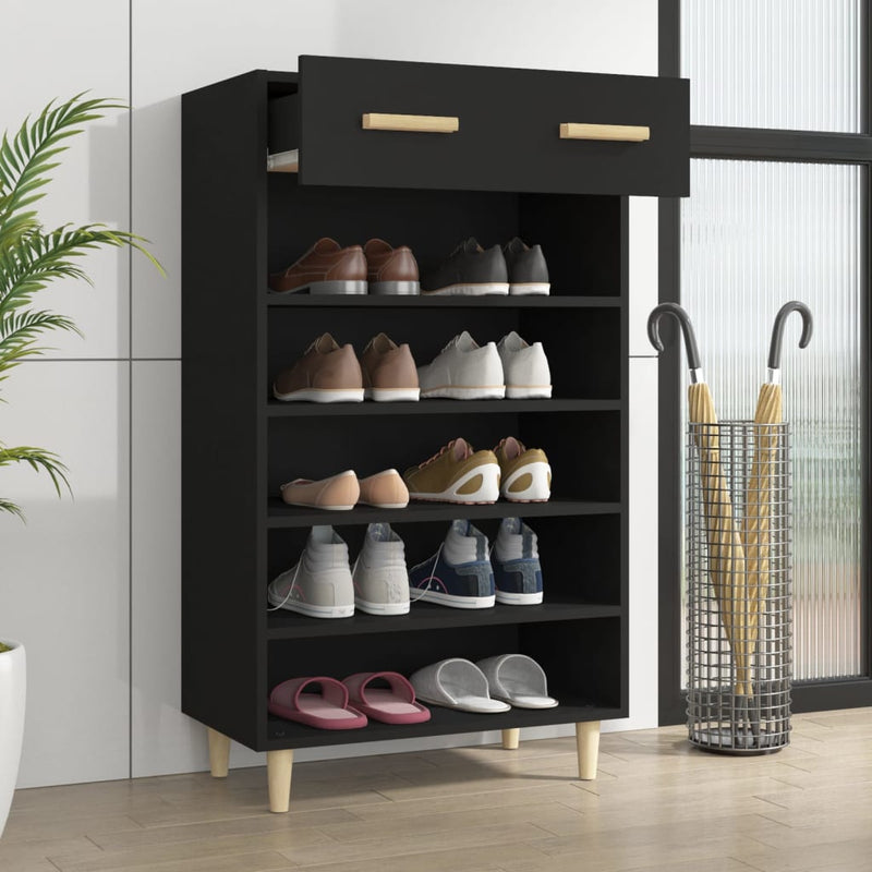 vidaXL fekete szerelt fa cipőszekrény 60 x 35 x 105 cm