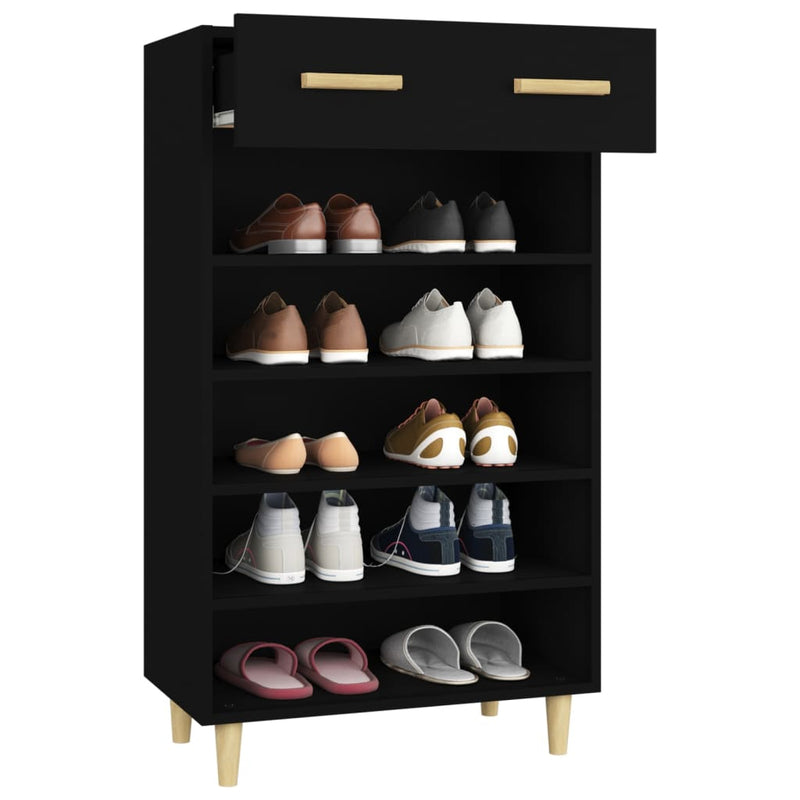 vidaXL fekete szerelt fa cipőszekrény 60 x 35 x 105 cm