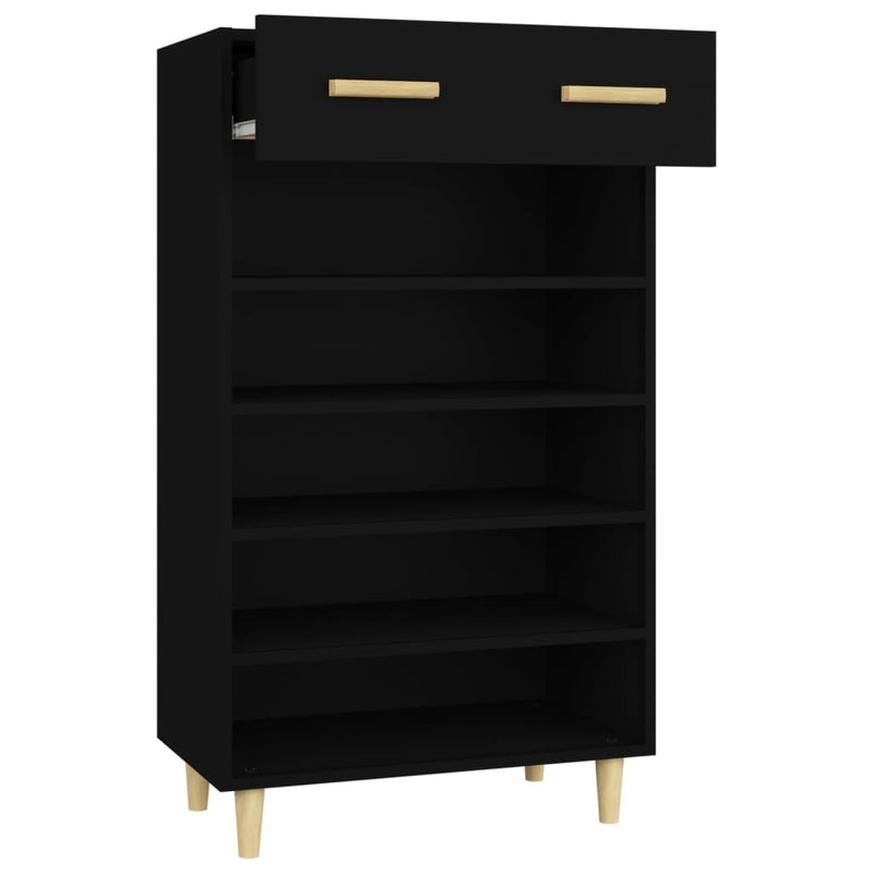vidaXL fekete szerelt fa cipőszekrény 60 x 35 x 105 cm