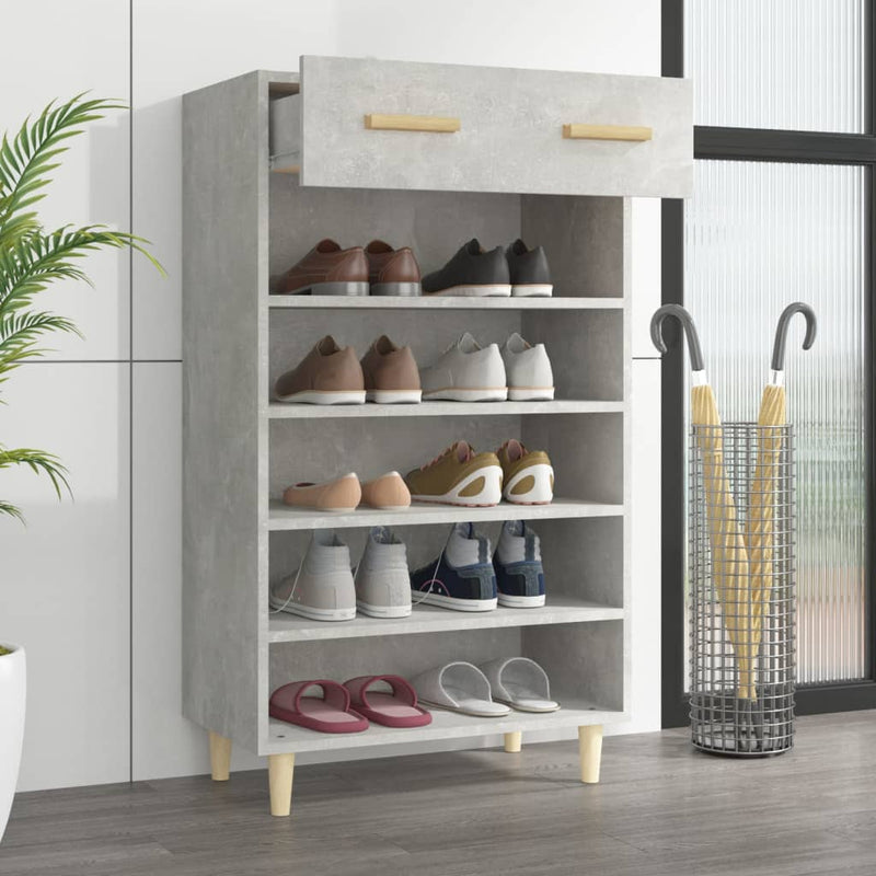 vidaXL betonszürke szerelt fa cipőszekrény 60 x 35 x 105 cm