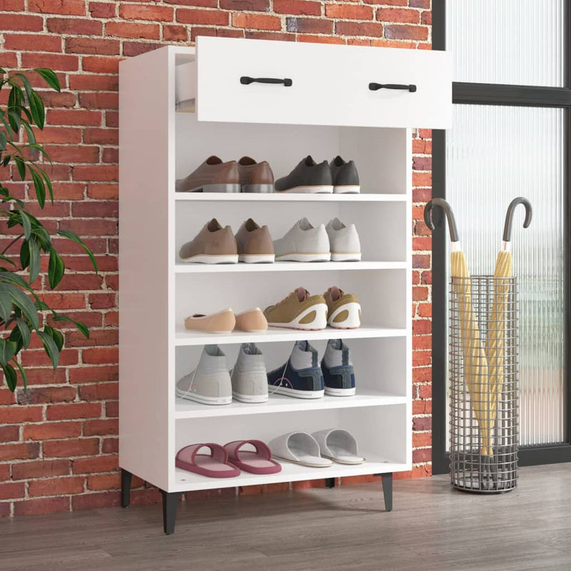 vidaXL fehér szerelt fa cipőszekrény 60 x 35 x 105 cm