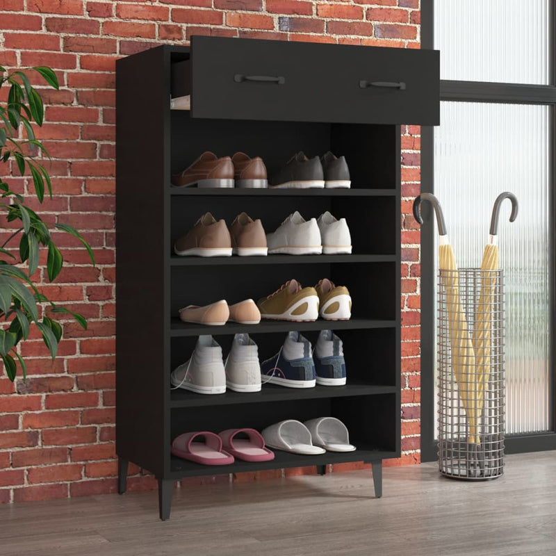 vidaXL fekete szerelt fa cipőszekrény 60 x 35 x 105 cm