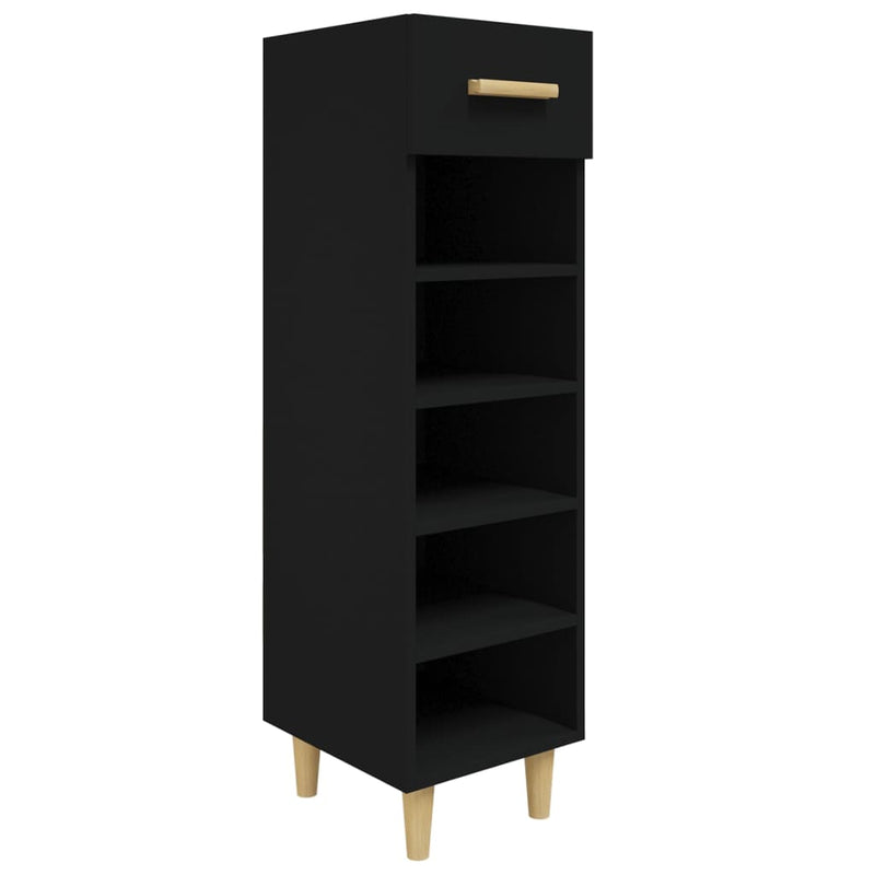 vidaXL fekete szerelt fa cipősszekrény 30 x 35 x 105 cm