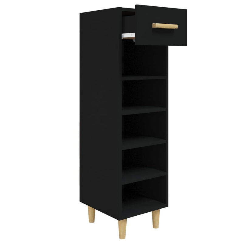 vidaXL fekete szerelt fa cipősszekrény 30 x 35 x 105 cm