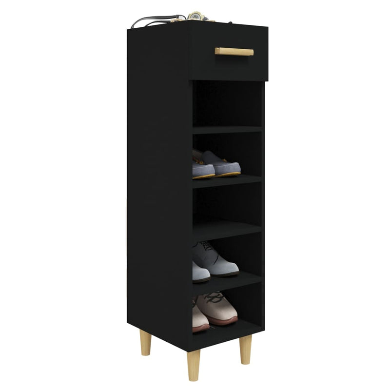 vidaXL fekete szerelt fa cipősszekrény 30 x 35 x 105 cm