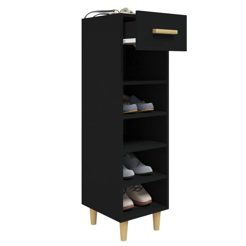 vidaXL fekete szerelt fa cipősszekrény 30 x 35 x 105 cm