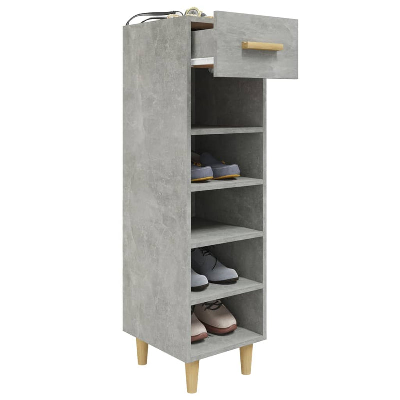 vidaXL betonszürke szerelt fa cipősszekrény 30 x 35 x 105 cm