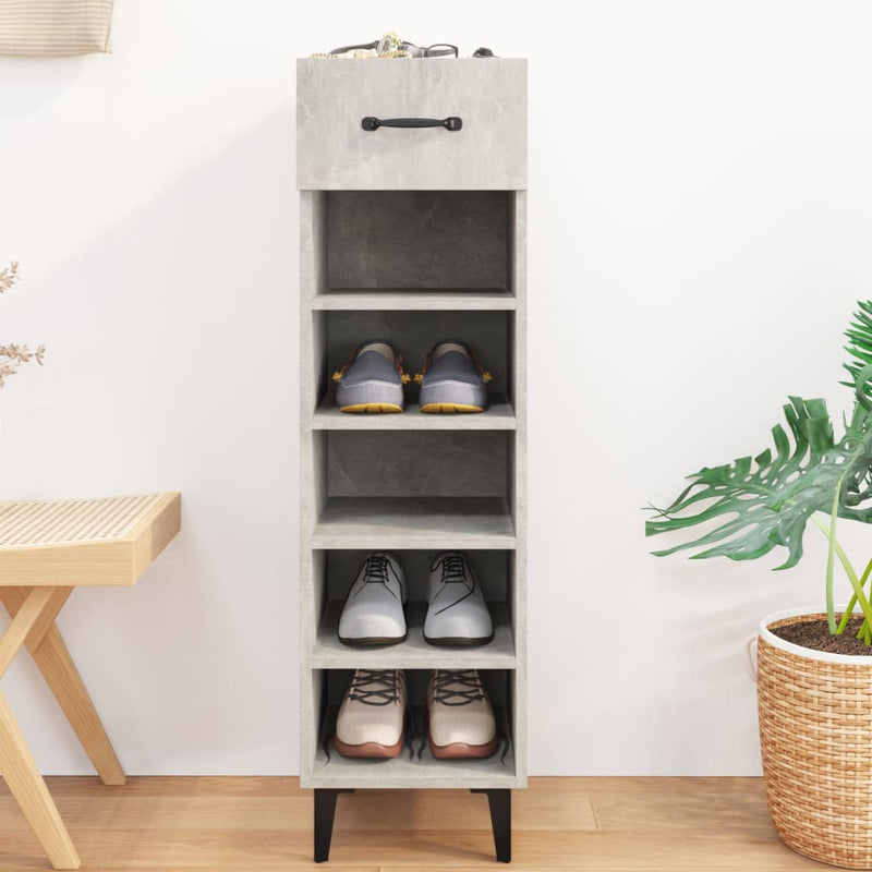 vidaXL betonszürke szerelt fa cipősszekrény 30 x 35 x 105 cm