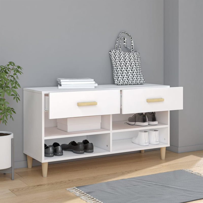 vidaXL fehér szerelt fa cipősszekrény 102 x 35 x 55 cm