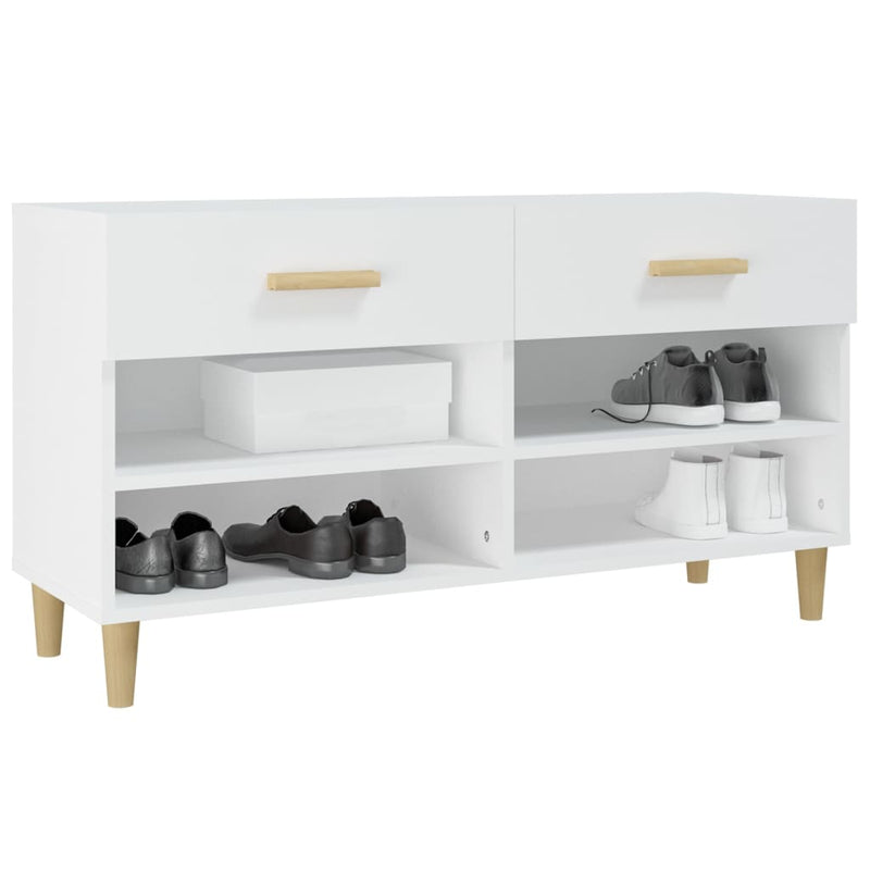 vidaXL fehér szerelt fa cipősszekrény 102 x 35 x 55 cm