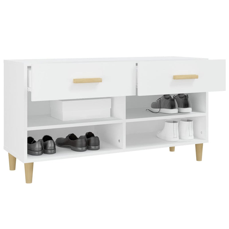 vidaXL fehér szerelt fa cipősszekrény 102 x 35 x 55 cm