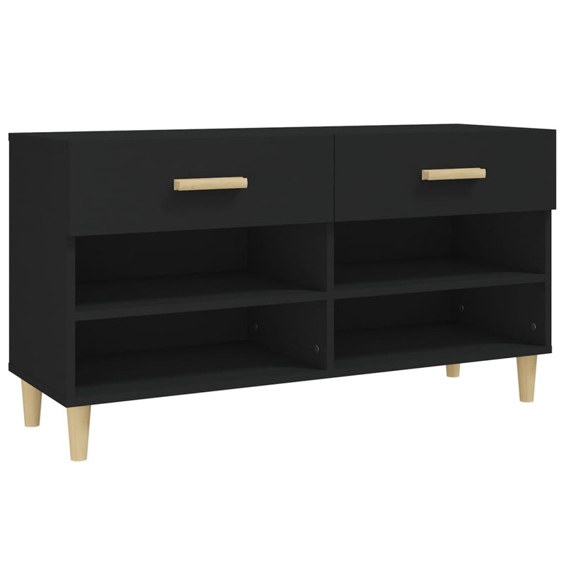 vidaXL fekete szerelt fa cipősszekrény 102x35x55 cm