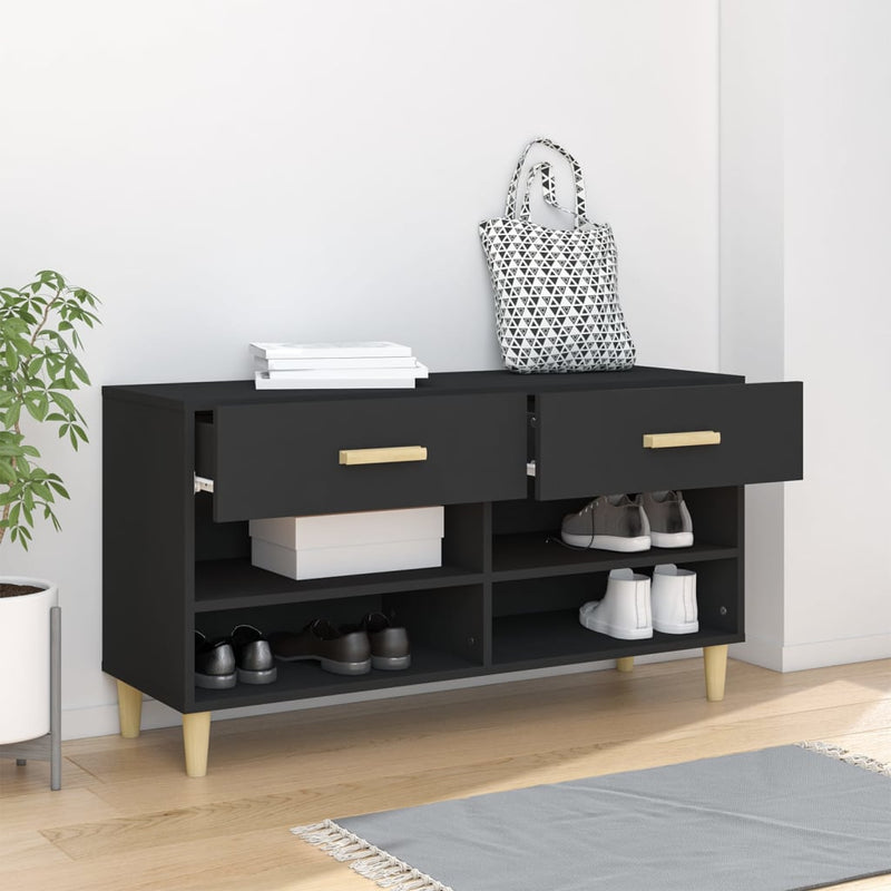 vidaXL fekete szerelt fa cipősszekrény 102x35x55 cm