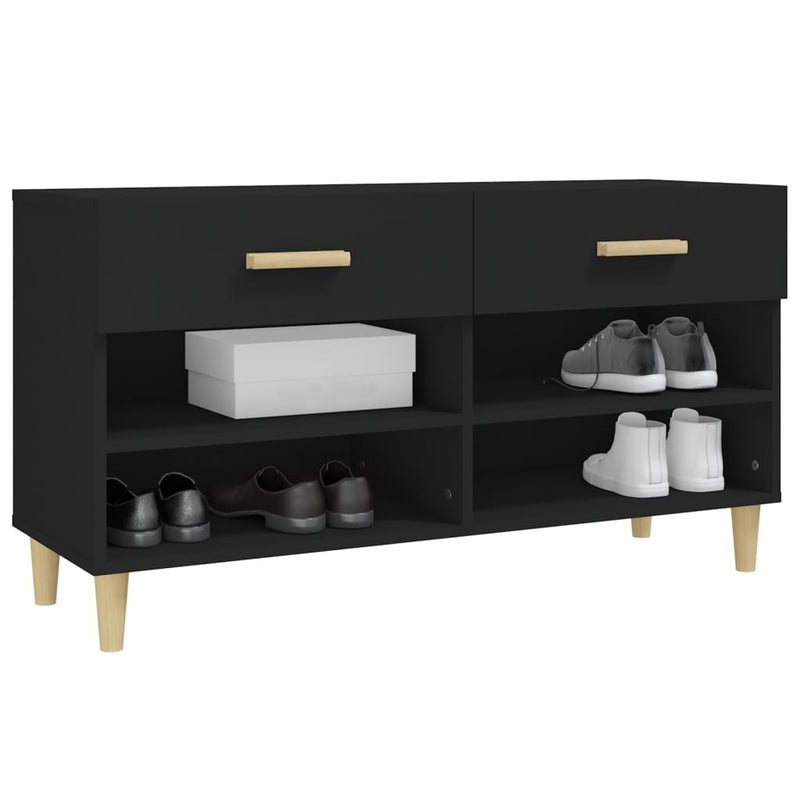vidaXL fekete szerelt fa cipősszekrény 102x35x55 cm