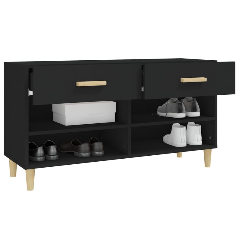 vidaXL fekete szerelt fa cipősszekrény 102x35x55 cm