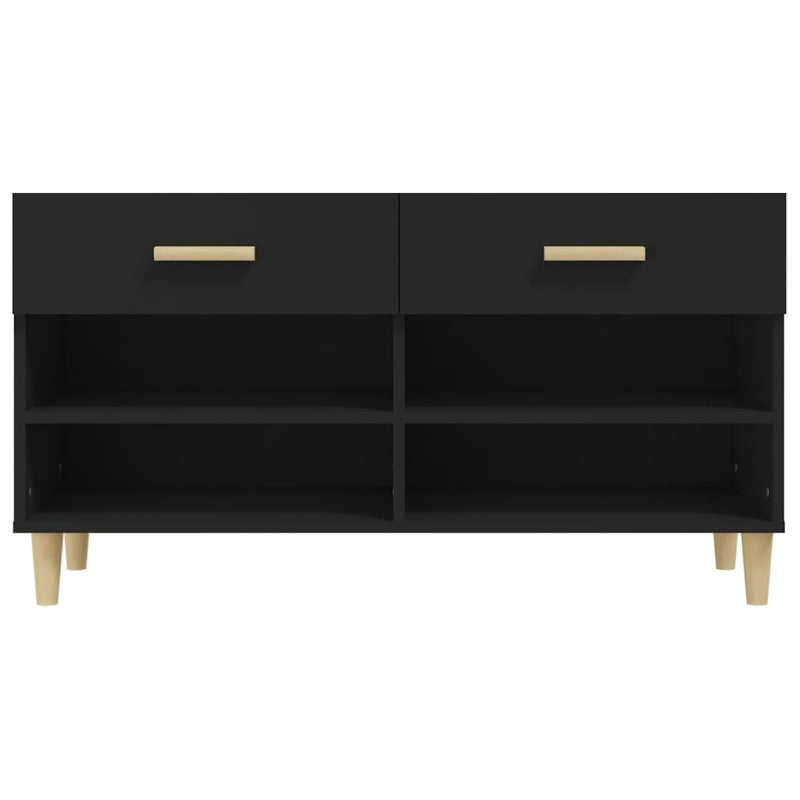 vidaXL fekete szerelt fa cipősszekrény 102x35x55 cm