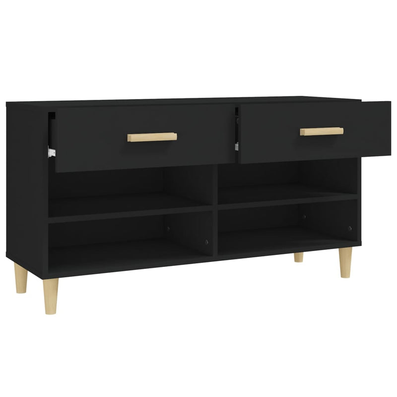 vidaXL fekete szerelt fa cipősszekrény 102x35x55 cm