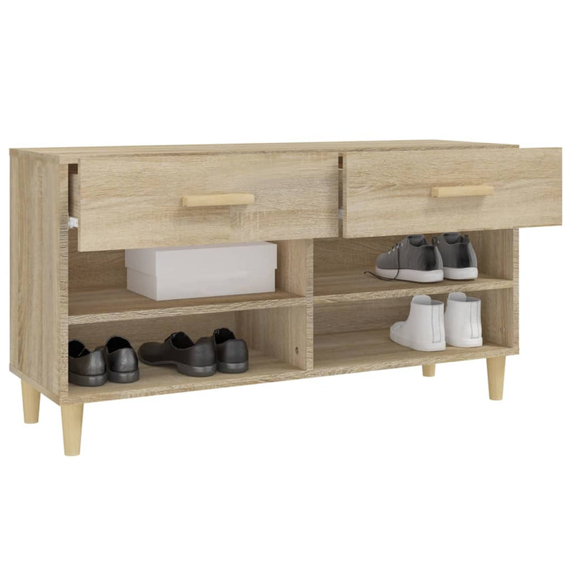 vidaXL sonoma-tölgyszínű szerelt fa cipőszekrény 102x35x55 cm