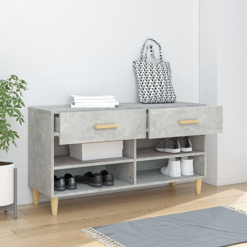 vidaXL betonszürke szerelt fa cipőszekrény 102x35x55 cm
