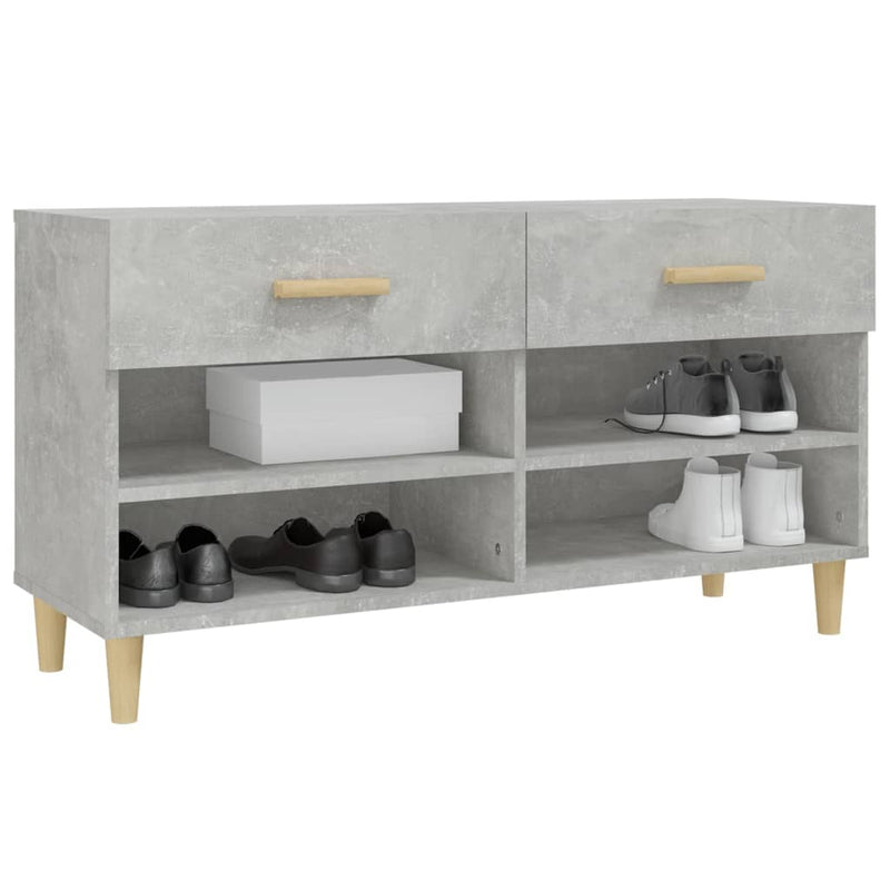 vidaXL betonszürke szerelt fa cipőszekrény 102x35x55 cm