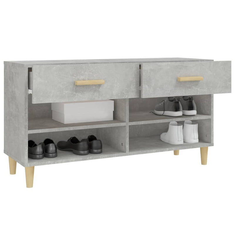 vidaXL betonszürke szerelt fa cipőszekrény 102x35x55 cm