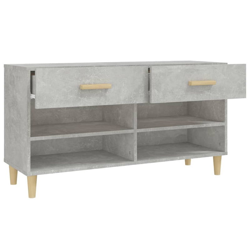 vidaXL betonszürke szerelt fa cipőszekrény 102x35x55 cm