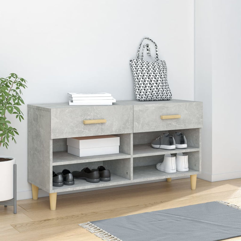 vidaXL betonszürke szerelt fa cipőszekrény 102x35x55 cm
