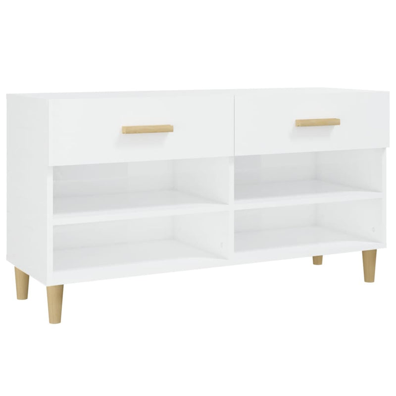 vidaXL magasfényű fehér szerelt fa cipőszekrény 102x35x55 cm