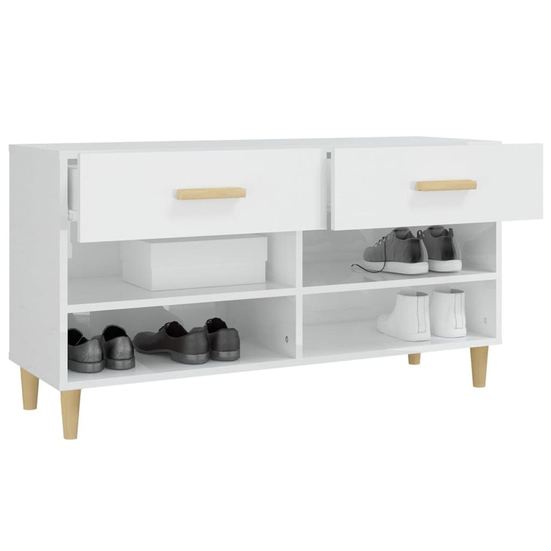 vidaXL magasfényű fehér szerelt fa cipőszekrény 102x35x55 cm