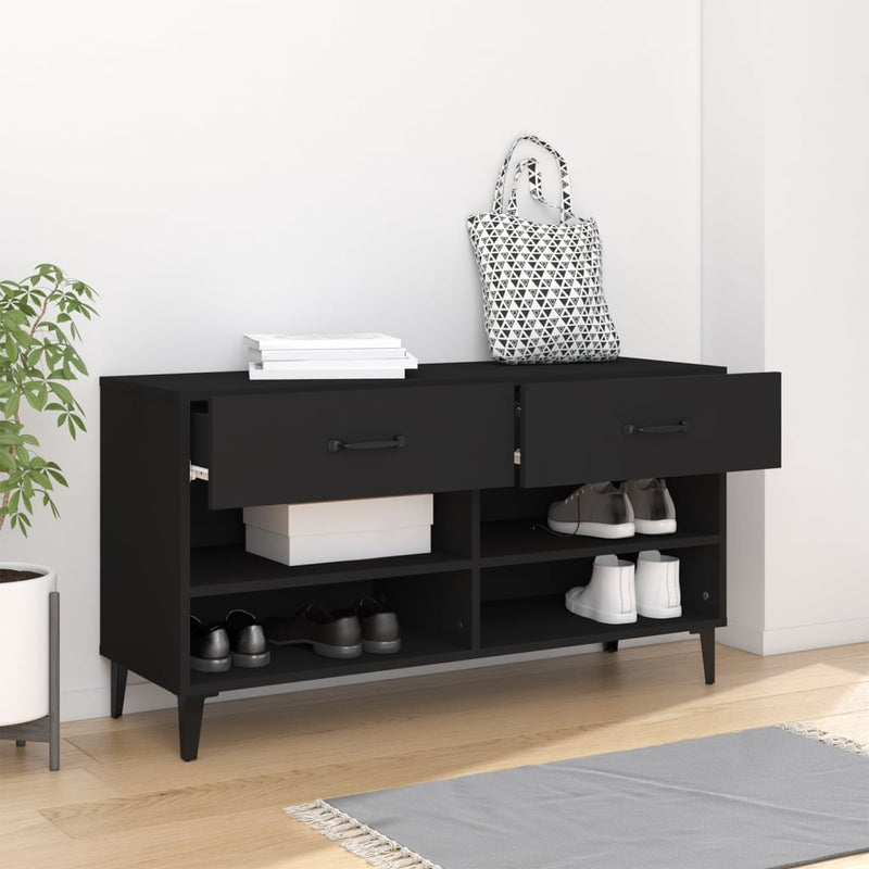 vidaXL fekete szerelt fa cipősszekrény 102x35x55 cm